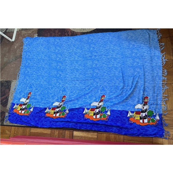 Sally Huss for Sun & sand large ocean theme scarf for sale - Picture 1 of 11